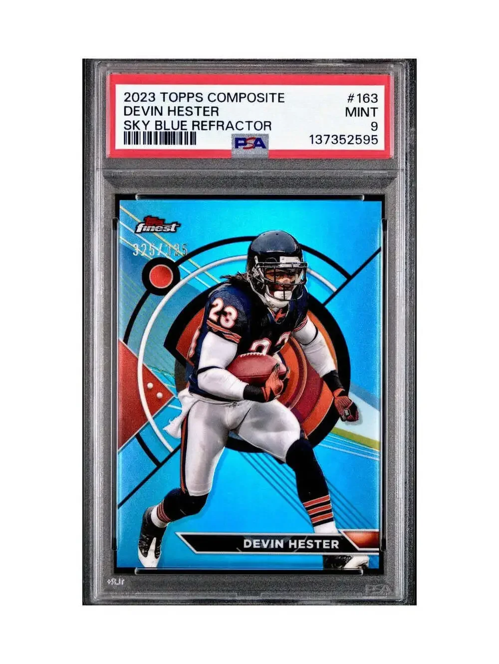Devin Hester 2023 Topps Finest 325/325 #163 Sky Blue Refractor PSA 9 Mint